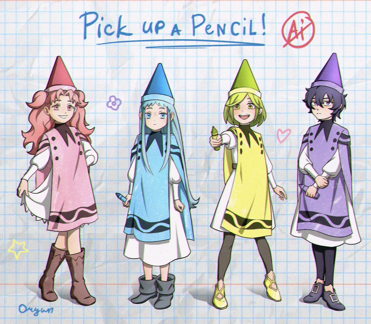 oryun_art's tweet photo. Four little crayons 🖍️ #Δ帽子 #witchhatatelier https://t.co/s3CWsoDYVr