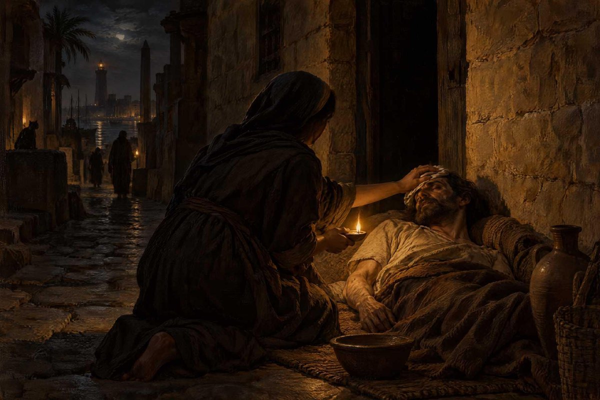 Adam_FaithfulM's tweet photo. Alexandria, around AD 260. A plague is moving through the city, and no one knows how to stop it. Anyone who can afford to leave is already gone. In the streets, the sick are being carried out of their own homes and left on the road, some before they've even died, because their families are too afraid to touch them.

Then a small, despised group starts walking the other way. These are people who meet before dawn and refuse to burn incense to the emperor. They go into the houses everyone else is fleeing. They wash fevered bodies, hold the dying, close their eyes, and wrap the dead with their own hands. Many of them catch the plague and die doing it.

Their bishop, Dionysius, described it in a letter that still survives. He didn't call it heroism. He wrote about it the way you'd describe ordinary church life, and mentioned, almost in passing, that some of their best elders and deacons had died this way.

A century later, the emperor Julian tried to bring back the old gods. In a letter, he complained that these "Galileans" fed not only their own poor but Rome's poor too, while his priests did nothing.

The church didn't win the empire with an argument. It won by walking into the houses everyone else ran from.

"I was sick, and you visited me." Matthew 25:36