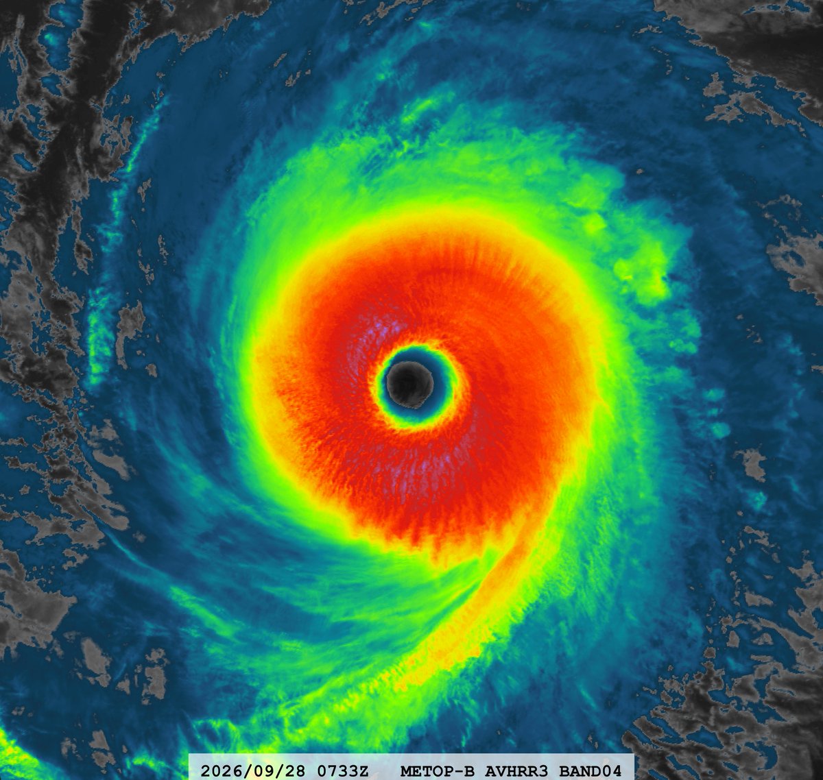 zeb199818's tweet photo. #15E Hurricane #NOLO
Satellite: #METOPB #AVHRR3
Channel : B04 (10.8 µm) 1.1 km
Time : 2026/09/28 0733Z
Eye Temp : 24.294 °C
Data Source : #EUMETSAT Data Store L1B
CPA : ~120 km https://t.co/QWSveHGBBb