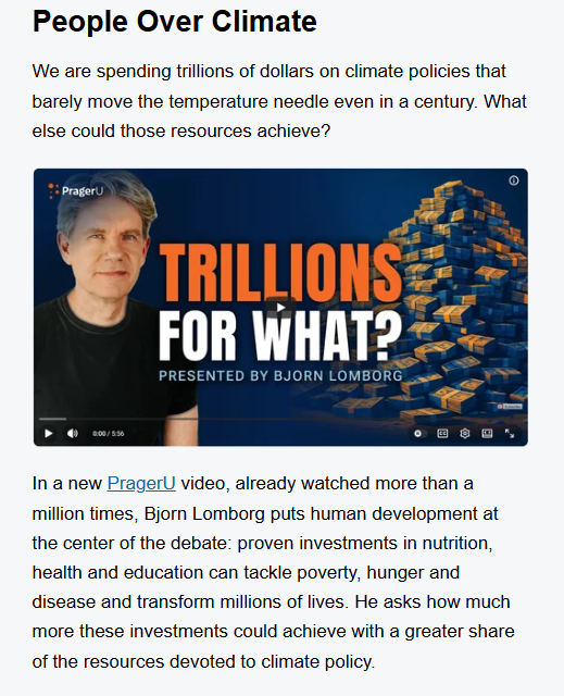 BjornLomborg's tweet photo. People Over Climate

We are spending trillions of dollars on climate policies that barely move the temperature needle even in a century. What else could those resources achieve?

From my latest newsletter: https://t.co/Yy54yRbr9x

Sign up here: https://t.co/vCdrL77cvO https://t.co/pjhWhdNgid