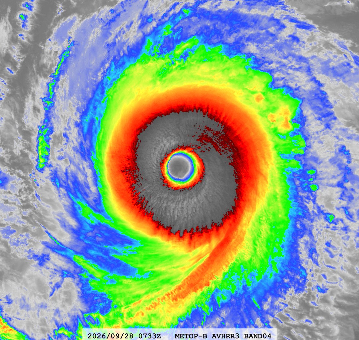 zeb199818's tweet photo. #15E Hurricane #NOLO
Satellite: #METOPB #AVHRR3
Channel : B04 (10.8 µm) 1.1 km
Time : 2026/09/28 0733Z
Eye Temp : 24.294 °C
Data Source : #EUMETSAT Data Store L1B
CPA : ~120 km https://t.co/l5ib5QRo0o