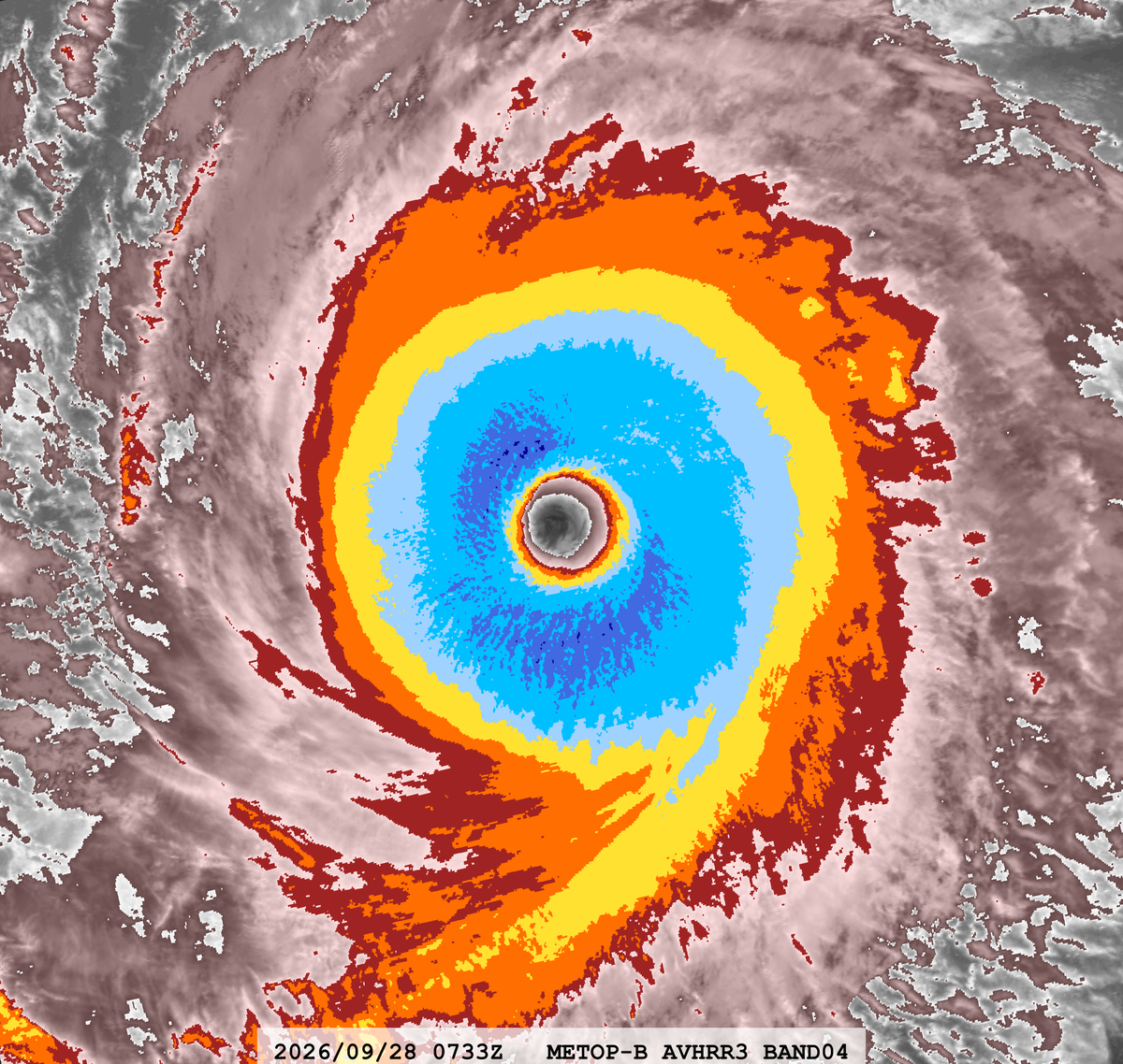 zeb199818's tweet photo. #15E Hurricane #NOLO
Satellite: #METOPB #AVHRR3
Channel : B04 (10.8 µm) 1.1 km
Time : 2026/09/28 0733Z
Eye Temp : 24.294 °C
Data Source : #EUMETSAT Data Store L1B
CPA : ~120 km https://t.co/l5ib5QRo0o