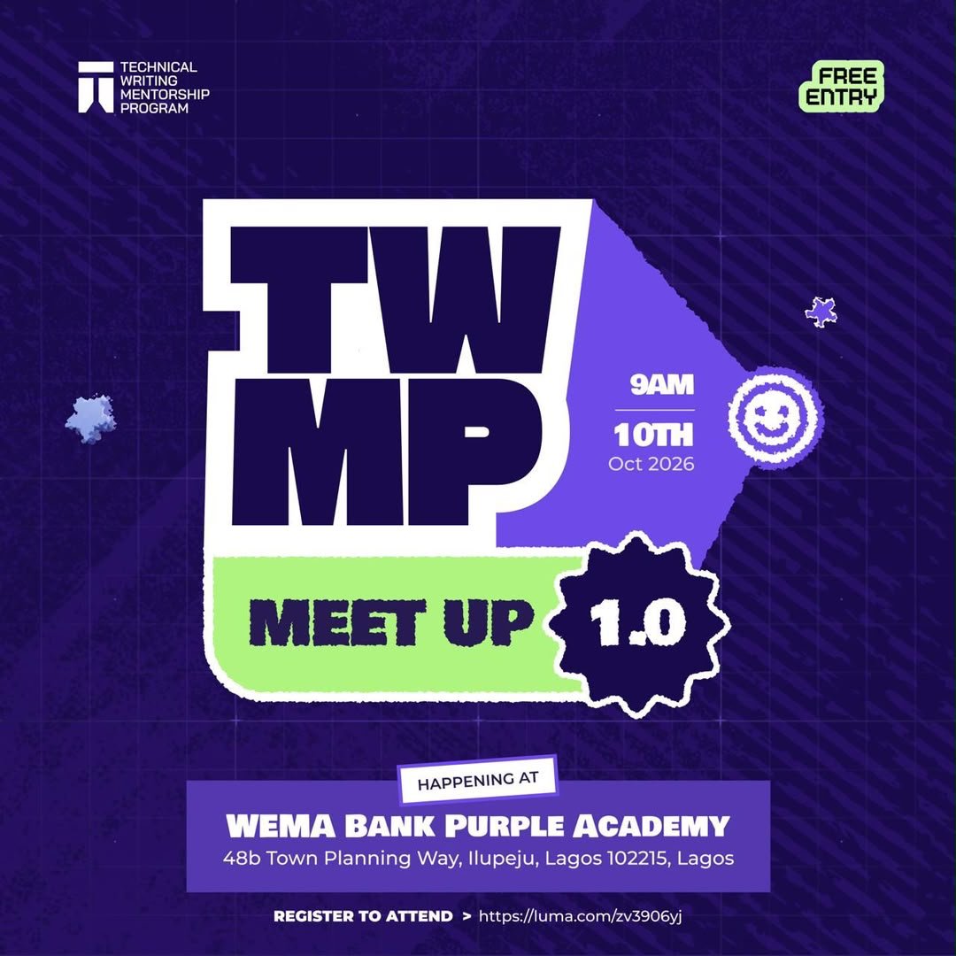 TechnicalWriti6's tweet photo. Our first meetup is happening on October 10, and registration is still open.

Secure your spot here. 👇
https://t.co/Irgf745FPd https://t.co/Sopnx8zekJ