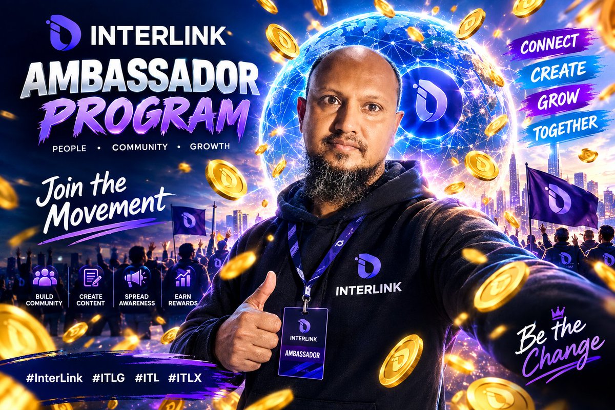 smkhan2020's tweet photo. @inter_link 
🚀 the movement. Build. Connect. Earn.
Proud to grow with the InterLink community as an Ambassador. 💜
#InterLink #ITLG #ITL #ITLX https://t.co/XmpSErWuO7