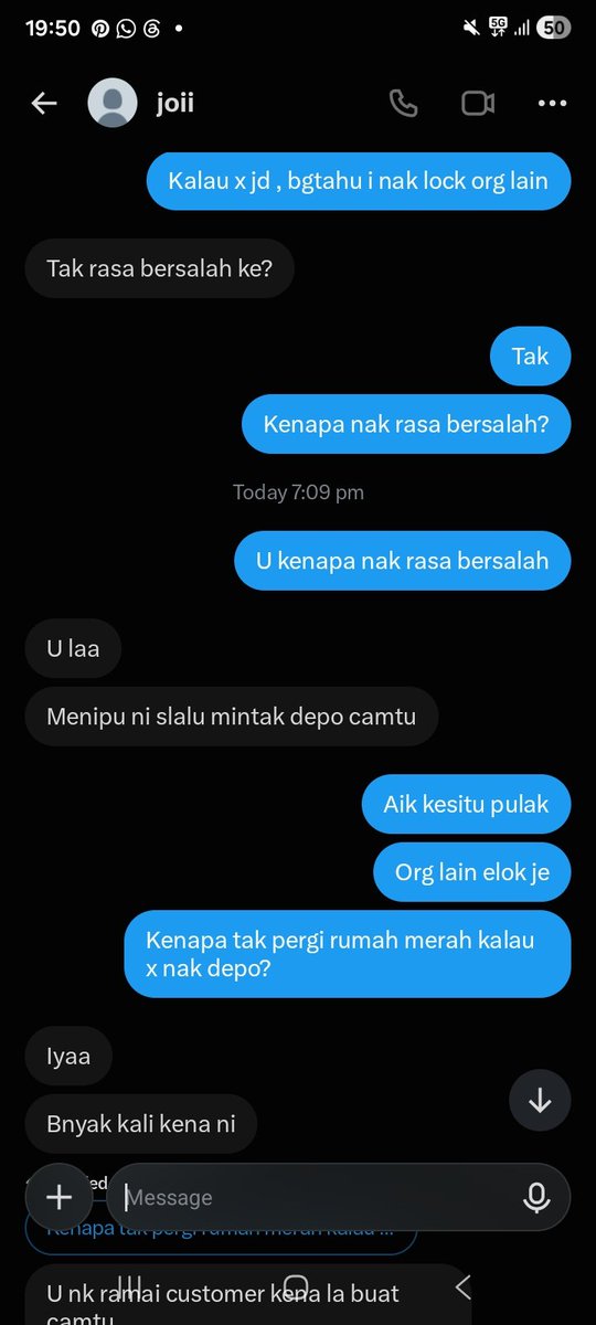 betty4evaa's tweet photo. Takutnye dia ugut2 i. Tlg i guys. Kepada gegirl2 lain , this guy kaki joi dari acc lama i lg. Tlg ban dia for life. Giving small dih energy. https://t.co/ymb2hs1Iaa
