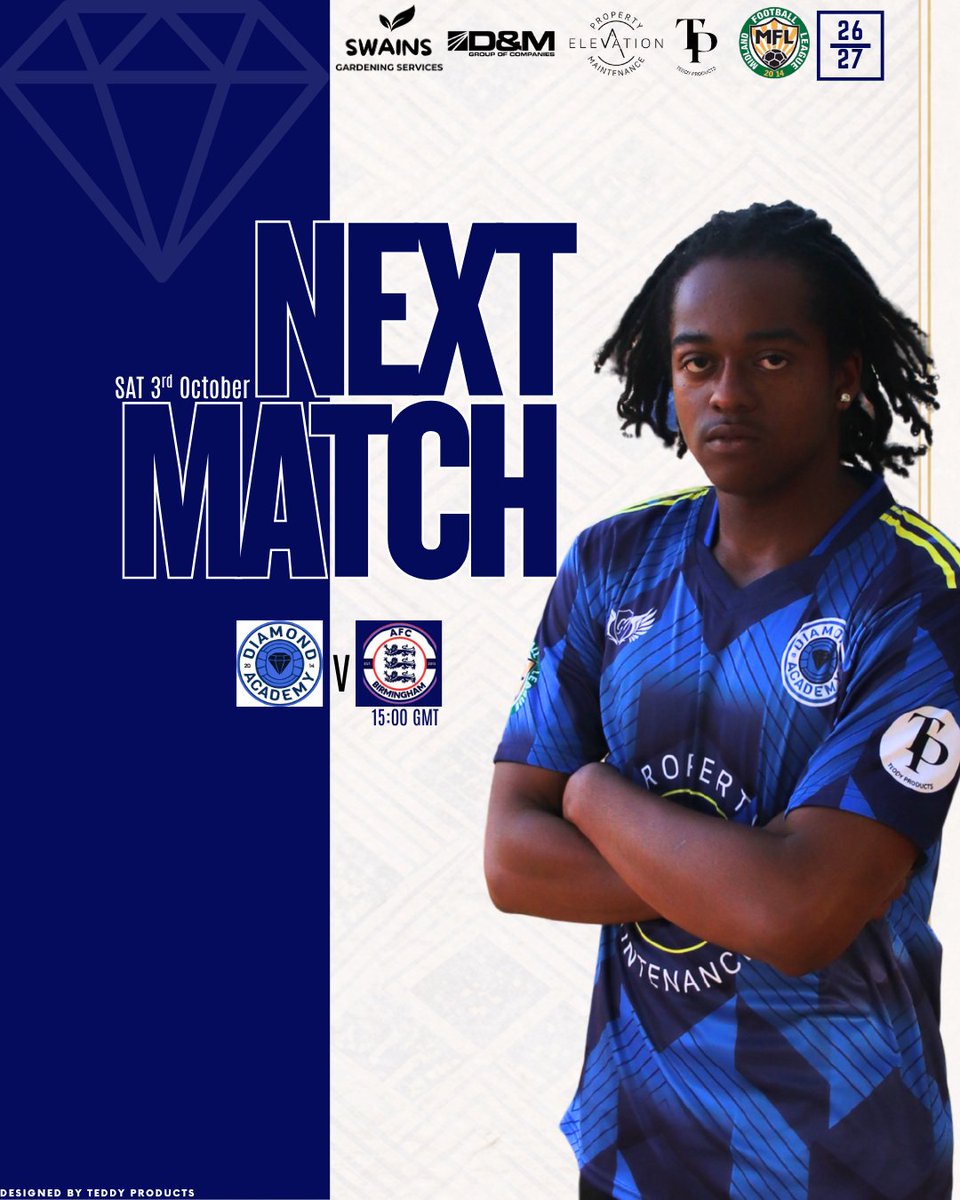 DiamondAcaFC's tweet photo. NEXT UP | FIRST TEAM
We kick off October at home as we welcome AFC Birmingham!

🆚 AFC Birmingham
🏆 Division 3
📅 Saturday 3 October
⏰ 3pm kick-off
📍 Hollyfields Conference and Sports Centre

Come down and get behind the Diamonds! https://t.co/HLmzMD3Sou