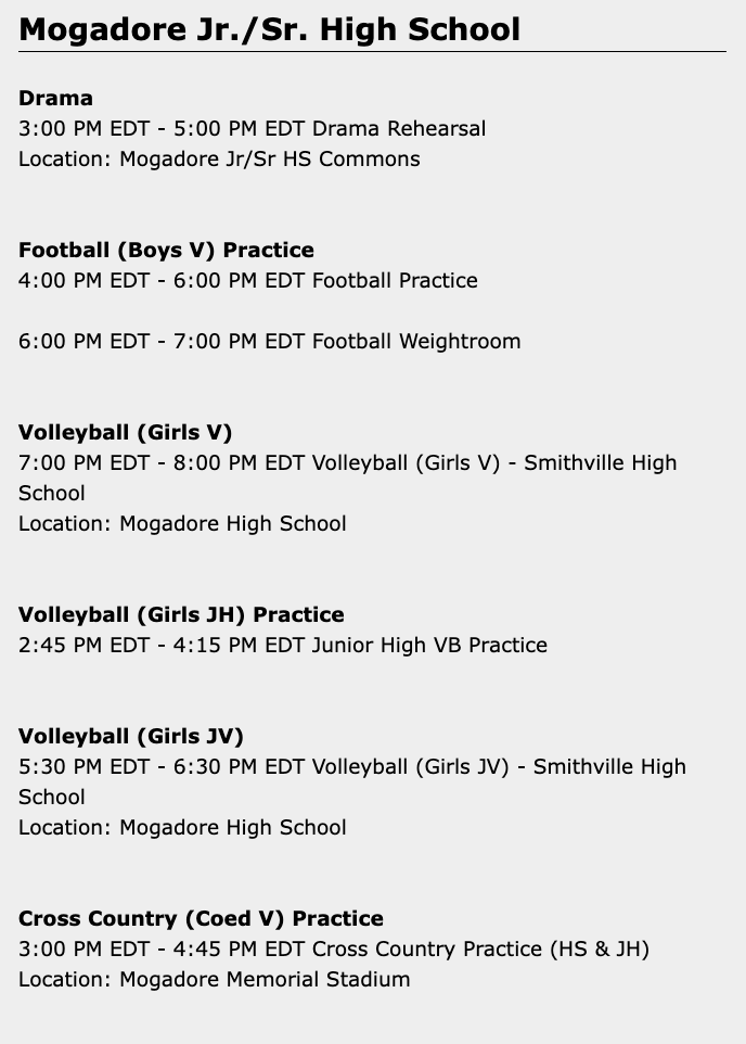 MogAthCats's tweet photo. Athletic schedule for Monday, 9-28-26. #MogadoreWildcatFamily https://t.co/LKiIjsLOVq