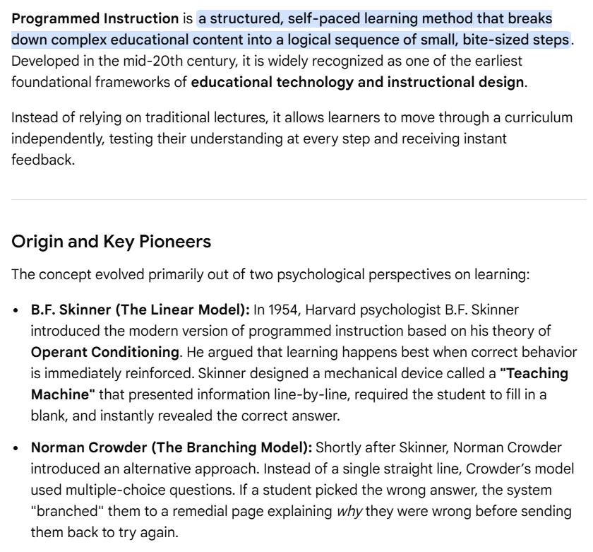 prisha0206's tweet photo. 'Programmed Instruction' - An early educational technology concept :

#DevInEduTech https://t.co/Dkujplqzd9