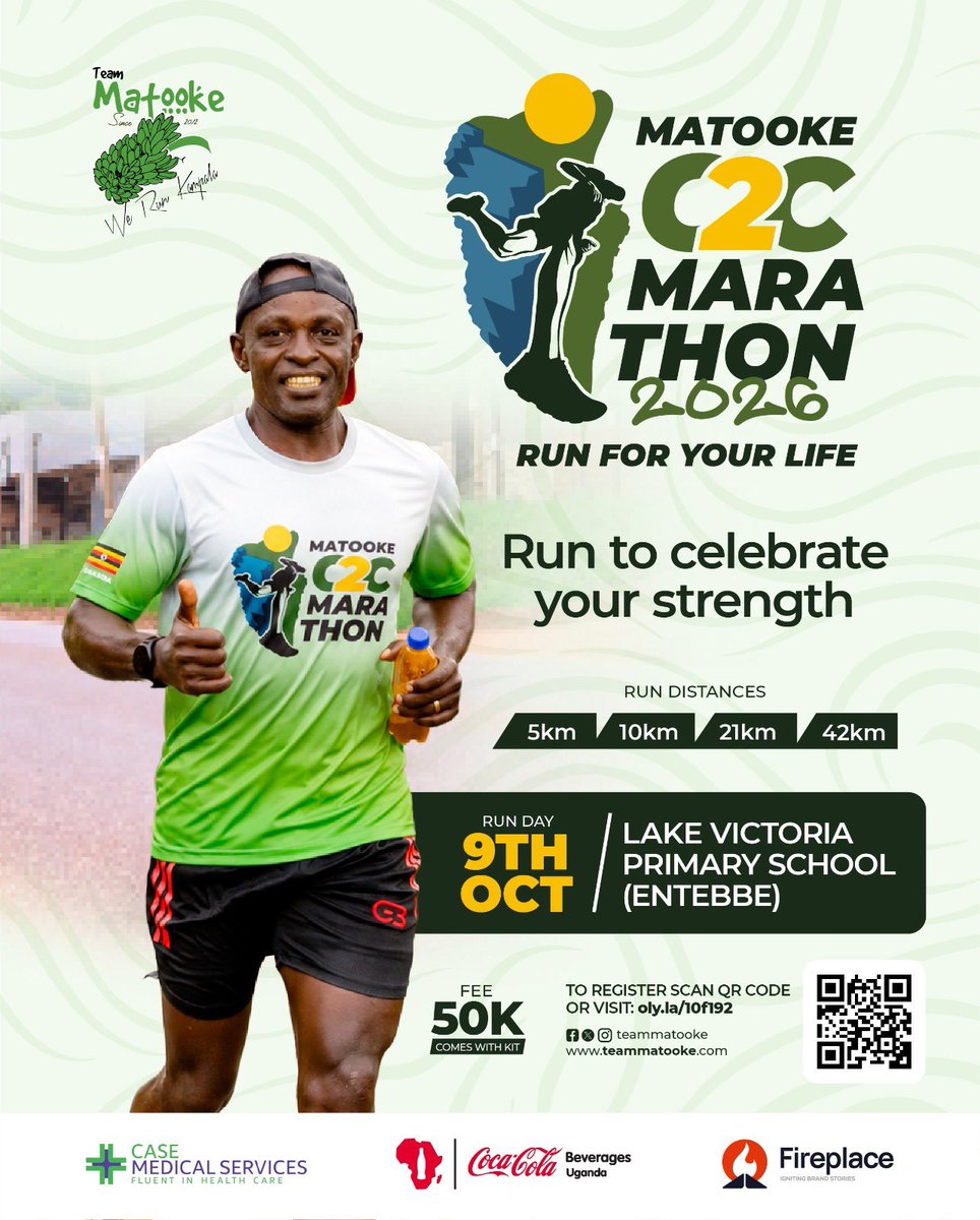 AppelezmoiKizza's tweet photo. Tujja tujja.
#MatookeC2CMarathon #KampalaToEntebbe
To register for your kit:
https://t.co/e1yqZQofmG
Or Dial: *284*844#
@CocaColaBevUg @casemedservices @FireplaceAgency @Mighty_ridesug @pridebankltd @ERBUganda @OAG_Uganda https://t.co/HzWo1Ritcs