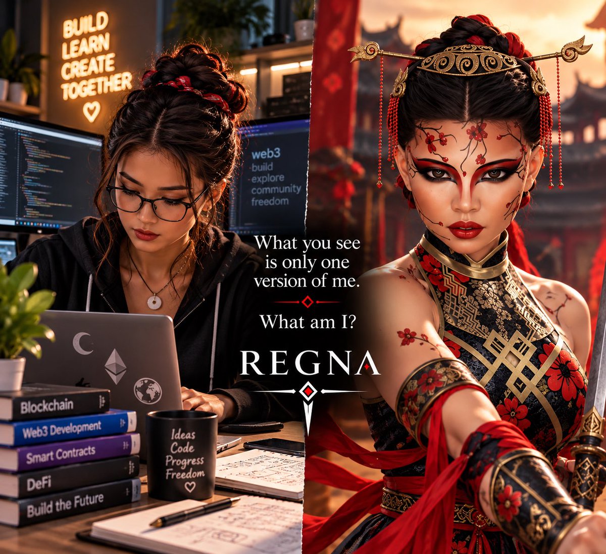 REGNAcoin's tweet photo. What you see is only one version of me.

What am I?

A story.
A presence.
A force.
A woman who defines herself.

I am REGNA.

#WomenInCrypto #CryptoWomen #LadiesOfCrypto #MemeCoins #Crypto #Web3 #CryptoCommunity #WomenEmpowerment #StrongWomen #SheBuilds #WomenSupportingWomen https://t.co/mC86H1DJmm