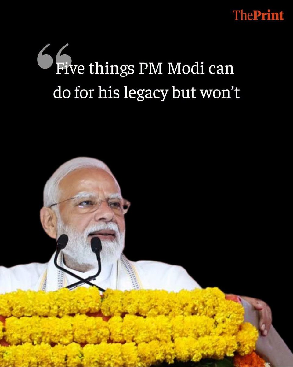 ThePrintIndia's tweet photo. 5/5: Read #ThePrintOpinion by DK Singh @dksingh73  

'Five things PM Modi can do for his legacy but won’t'

https://t.co/pxllpl6Tcx https://t.co/E2E3X3xHoC