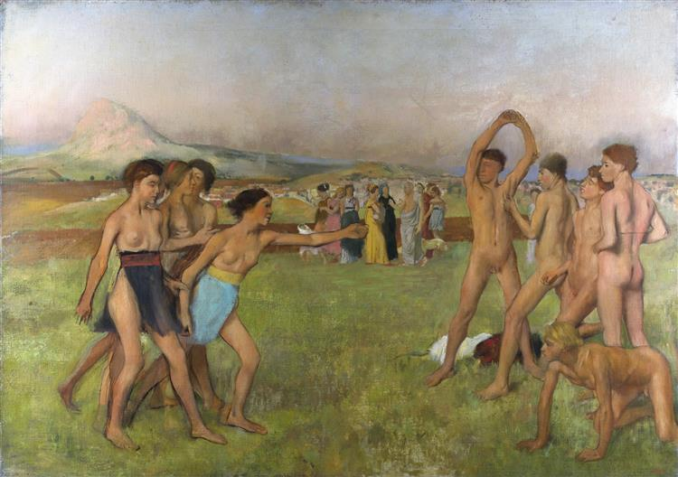 Rotatingcircle's tweet photo. Freud said practically all mental illness stem from the artificial separation of the sexes in adolescence, forcing a suppression of the libidinal instinct. "Tamen usque recurret" to speak with Horatius

'Young spartans exercising' Edgar Degas 1860 https://t.co/lAECsmUati