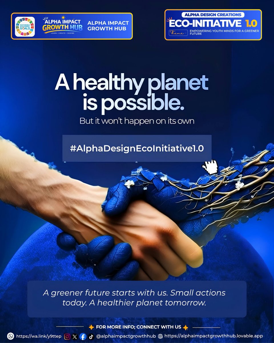 alphaimpact_hub's tweet photo. 🌍 A healthier planet is possible — and it starts with us.

Small actions today can create a greener, healthier tomorrow. Let’s make sustainability a habit, inspire change, and protect the planet we call home. 🌱💙 https://t.co/Lhvl2jwVl4