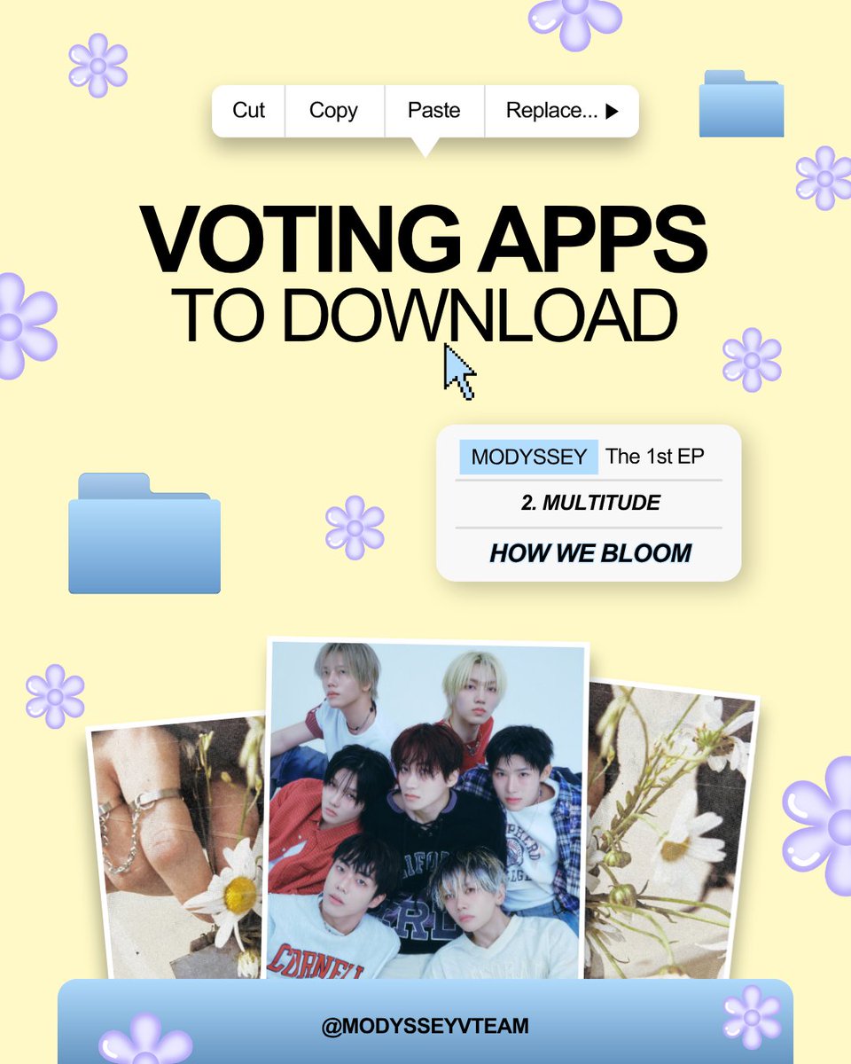 MODYSSEYVTEAM's tweet photo. 📢 VOTING APPS FOR MODU

Attention MODU! Let's prepare for voting on MODYSSEY's comeback in October 12 by downloading these voting apps ✨️

A more detailed tutorial will be updated soon! Stay tuned and follow us, Modu 🩵

#MODYSSEY #모디세이
#Multitude #HowWeBloom https://t.co/614AKCWkon