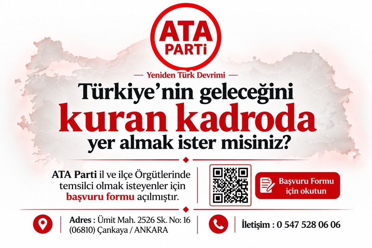 atapartimiz's tweet photo. ATA Parti, yükselen yeni kuşağın beklediği Bilimci, Doğacı, Türkçü, İnsancıl, Atatürkçü bir tasarlamadır.

Türkiye'nin geleceğini kuran kadroda yer almak için başvuru formunu doldurarak bize ulaşınız  👇

https://t.co/6yNwicaI6s

#atacılar #yenidenTürkdevrimi https://t.co/J94hTHyFAv