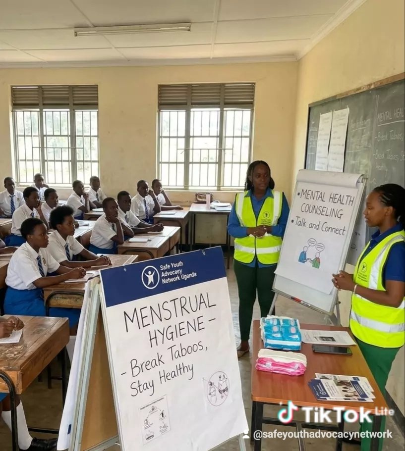 SafeYouthA's tweet photo. As part of our ongoing grassroots outreach, Safe Youth Advocacy Network Uganda (SAYA-UG) conducted two engaging sessions at Mukono High School, bringing together young girls and boys for meaningful conversations on menstrual hygiene and mental health. https://t.co/7jz3J3EW0h
