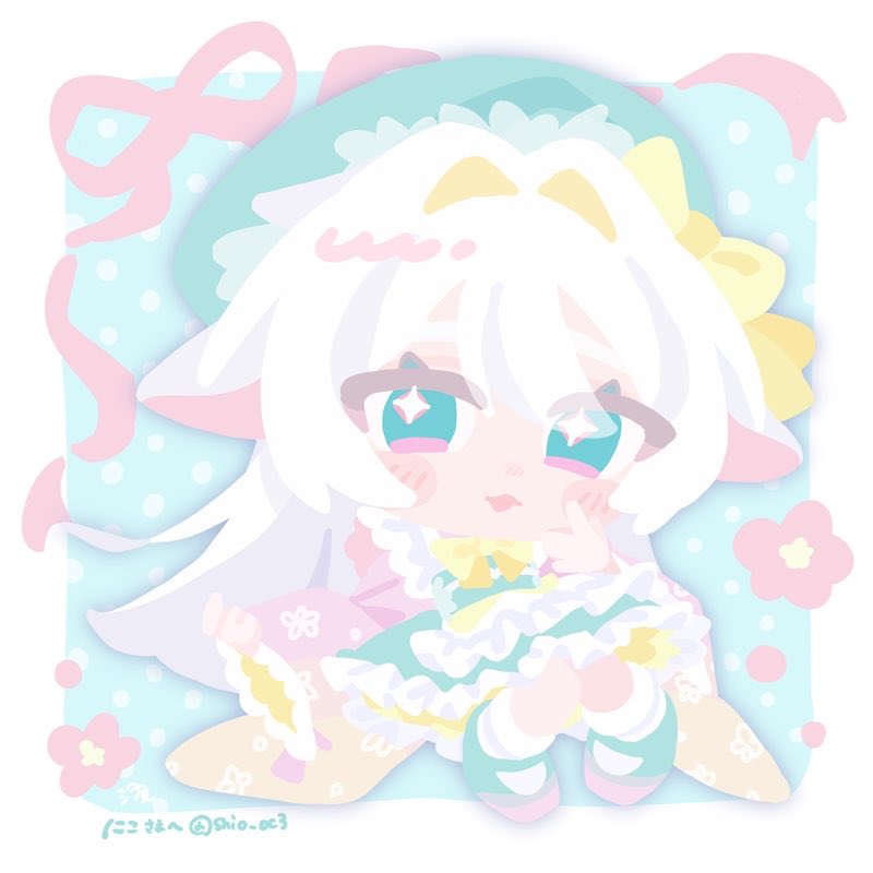 shio_oc3's tweet photo. 🧊works🧊

にこ(#147951085_ )様のミニキャライラスト描かせて頂きました！
500日記念おめでとうございます🌸

大切な機会にお任せ頂きありがとうございました！ https://t.co/GccA5ejkhX