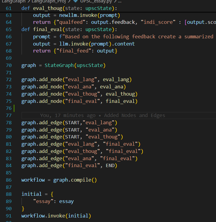 1500mcg's tweet photo. Learned Parallel workflow in LangGraph with a program to evaluate an essay on various aspects.
#GenAI #AI #LangGraph #python #code https://t.co/X19QnL8yhX