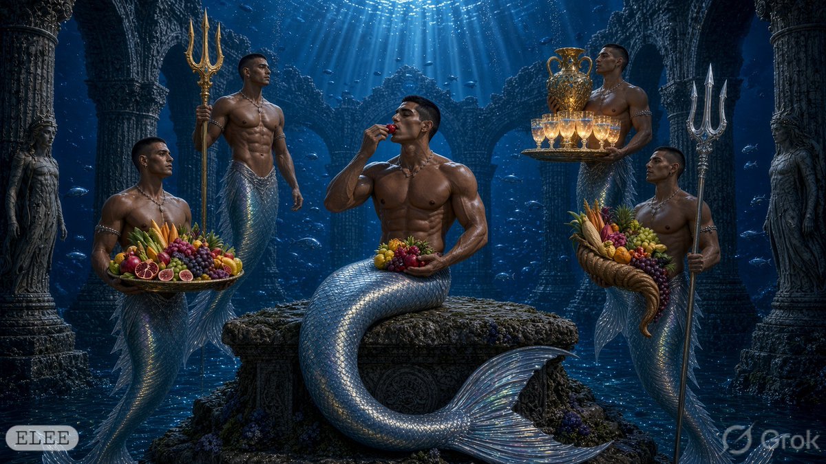 EdwardleeStudio's tweet photo. 🍧🪸

#AIArt #Merman #Fantasy #MermanPrince #RoyalFeast #OceanFantasy https://t.co/Yfa714E0hX