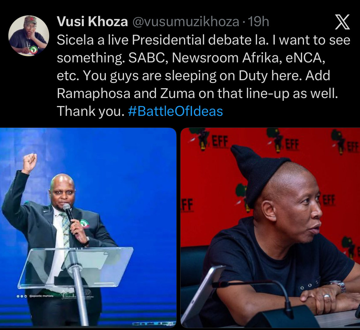 ZizinjaAbelungu's tweet photo. Floyd Shivambu can debate with the leaders of the EFF Youth Command, abo Sihle Lonzi, and SRC EFF student leaders. He is not on the same level as our President.

Julius Malema's name is being debated in white house by Donald Trump, imagine taking that profile and giving it to a nobody like Floyd. never!