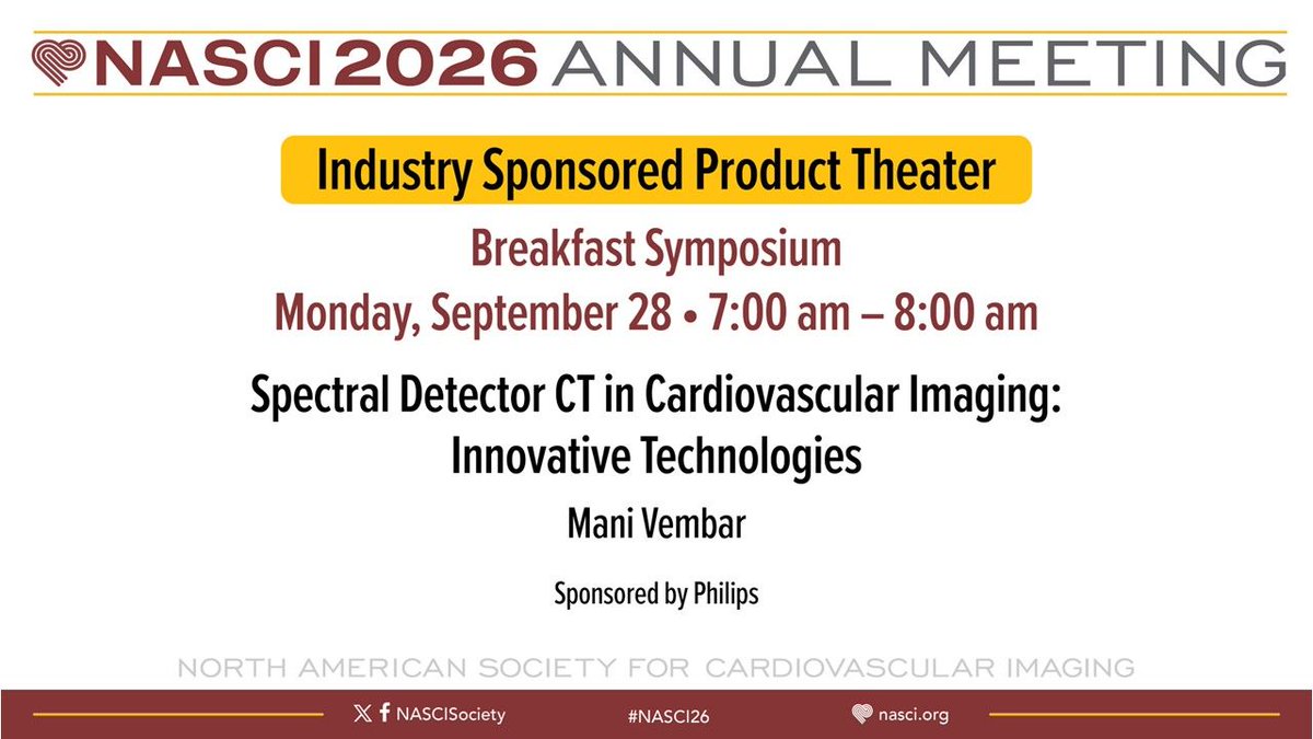 NASCISociety's tweet photo. Good morning! Breakfast sponsored by Philips will be starting in 1 hour.
#NASCI26 #NASCI #CardiovascularImaging #MedicalEducation #Cardiology https://t.co/myBEKNVsOK
