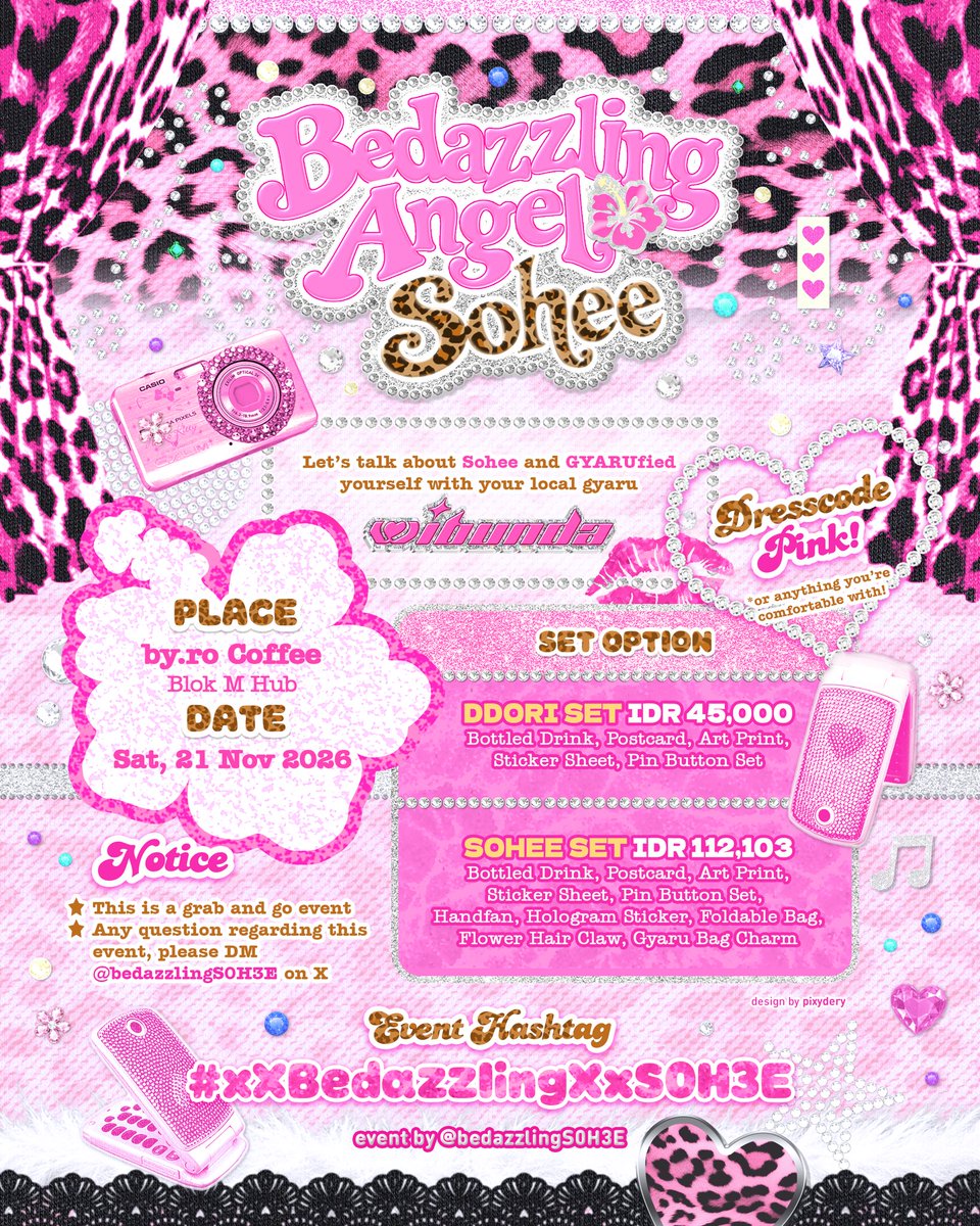 bedazzlingS0H3E's tweet photo. ⁎✩𝑩𝒆𝒅𝒂𝒛𝒛𝒍𝒊𝒏𝒈 𝑨𝒏𝒈𝒆𝒍 𝑺𝒐𝒉𝒆𝒆✩⁎
SOHEE Birthday Cafe Event

🌺 by. ro Coffee, Blok M Hub
🐆 Sat, 21 Nov 2026 3~6PM

RSVP Open: 11 Oct, 7PM WIB

DDORI Set
https://t.co/xsr3AQQCCe

SOHEE Set
https://t.co/7vI7TJV5EV

#xXBedazzlingXxS0H3E
#SOHEE #소희 #ソヒ #RIIZE https://t.co/nX7Njpqakn