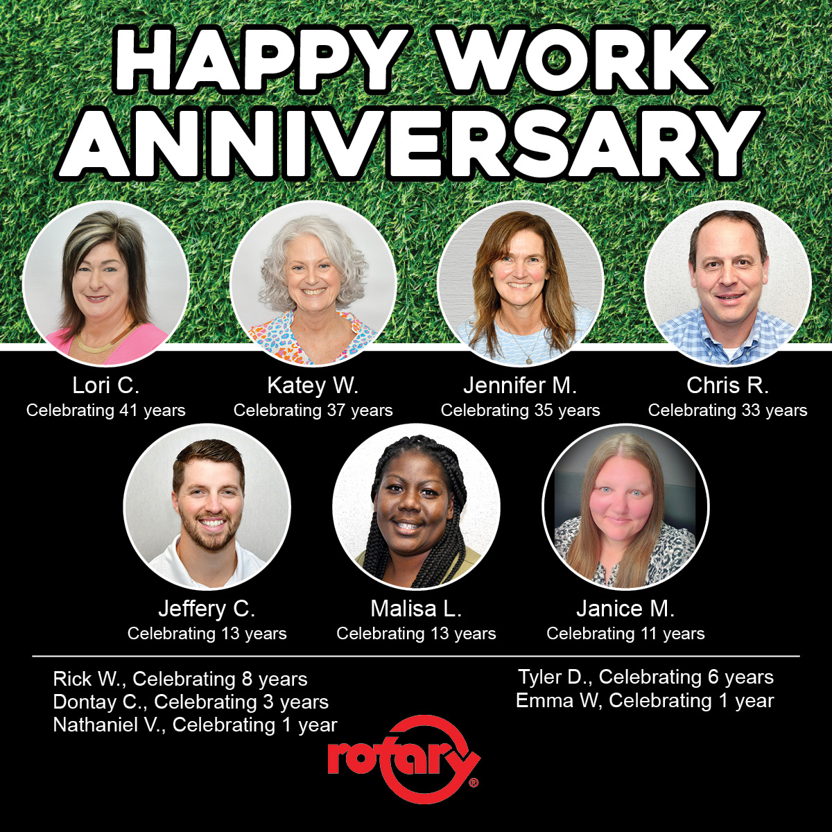 RotaryCorp's tweet photo. Rotary would like to wish these employees Happy Anniversary this week!
#RotaryCorp
#RotaryEmployeeAnniversary https://t.co/yEYwG6fUz8