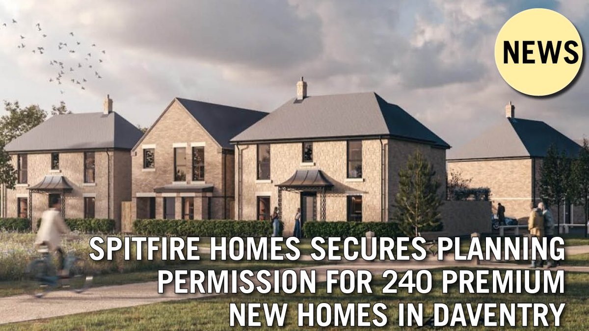 Housebuilderdev's tweet photo. Exciting news! 🏡 Spitfire Homes has secured planning permission for 240 premium new homes in Daventry! Check it out: https://t.co/ay802XYx2Q #Daventry #NewHomes #SpitfireHomes https://t.co/pyDE2wP4gh