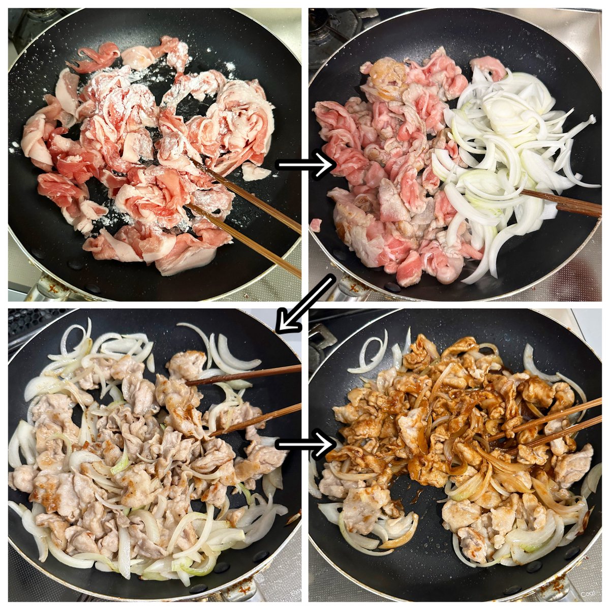 syunkon0507's tweet photo. 新米と食べたい【トンテキ風豚こま】

①玉ねぎ1/2個は薄切りに、豚コマ250gに塩胡椒少々、小麦粉(片栗粉)小1を絡める

②砂糖、醤油、ウスター(中濃)ソース、ケチャップ各大1(砂糖減らしてOK)、チューブにんにく2cmを合わせておく

③豚コマを炒め、色が変わったら玉ねぎを加えて炒め②を絡める

是非 https://t.co/MntNyul0G3