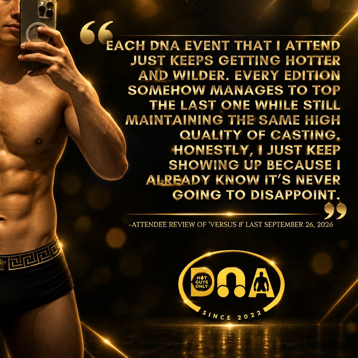 hotguysonlyph's tweet photo. "I KEEP SHOWING UP BECAUSE I ALREADY KNOW IT’S NEVER GOING TO DISAPPOINT"

From the curated crowd to the sexy, safe space we create, it's no wonder feedback are always POSITIVE.

#HotGuysOnly #TatakDNA #Review  #HotGuysOnly #OnlyDNACan https://t.co/V4jngD7Z90