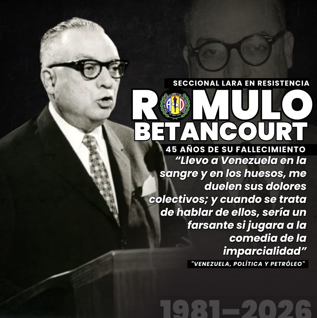edgarzambranoad's tweet photo. Estadista de talla universal, líder indiscutible de la democracia continental, fundador, genio y figura de @ADemocratica en resistencia; así nacimos del corazón del pueblo, construyendo país ¡Eterno Rómulo Betancourt! https://t.co/jSCf3OEadI