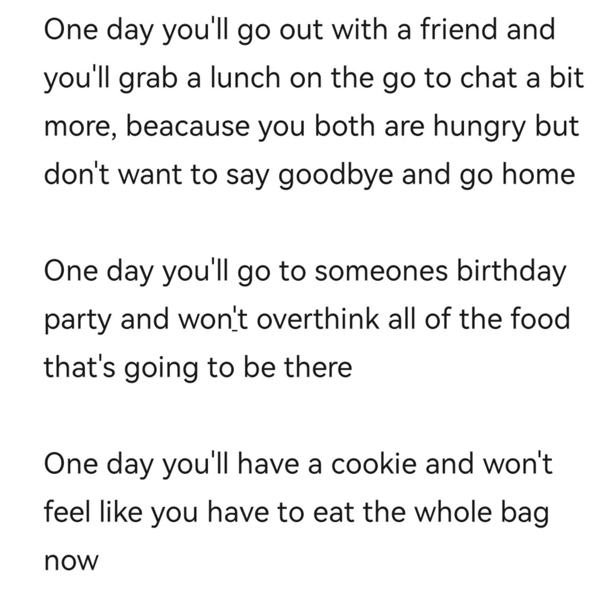 clowndrinkstea's tweet photo. One day you'll wake up and eat a breakfast your loved one made for you as a nice surprise, you'll just say "thank you" without questioning them about the ingredients

As simple as that, no guilt, no shame, no dread https://t.co/q5FtWda2QB