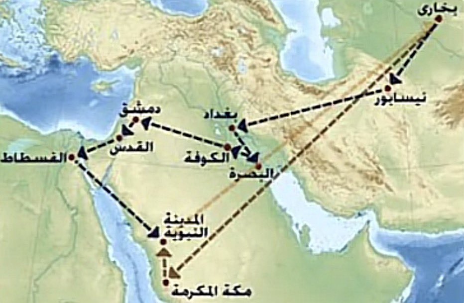 Naformil's tweet photo. رحلة الامام البخاري رحمه الله لطلب العلم وجمع الأحاديث وجلس 16 سنة يسافر وقطع 14000 كم تقريبًا وتجيك وحده امعه تشكك به… https://t.co/9vZRUR34yq