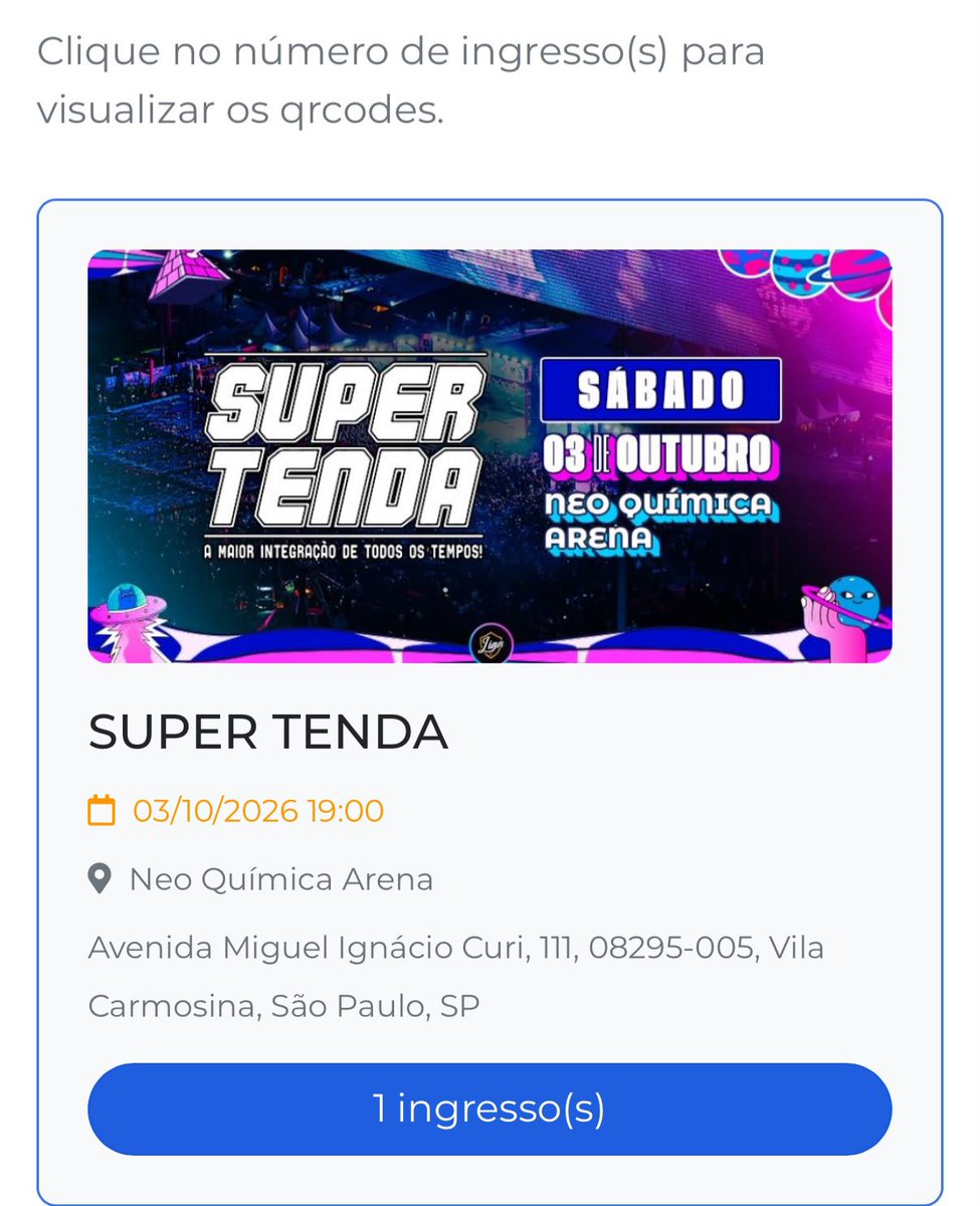 facaafiadasilva's tweet photo. Vendo ingresso supertenda Frontstage 

No preço sem taxa https://t.co/bB94h5t8p4