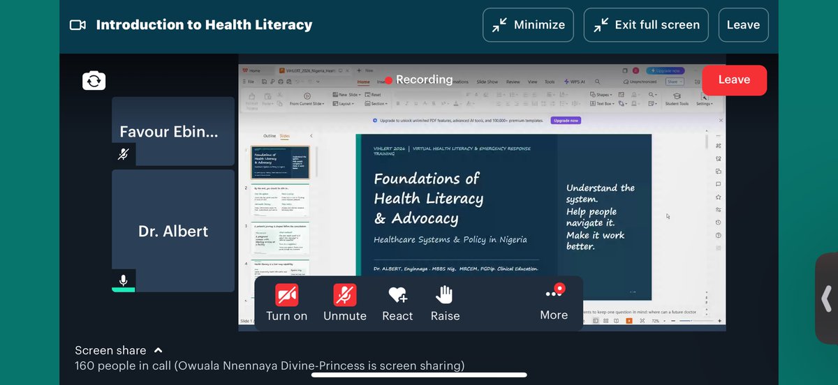 eohealthhub's tweet photo. Yesterday, over 300 Fellows joined our first ViHLERT 2026 class! π
Dr. Ifenkoronye Promise led Introduction to Health Literacy & Advocacy, while Dr. Eyinnaya Albert covered Healthcare Systems & Policies.
Learn. Prepare. Advocate.
#ViHLERT2026 #EOhealth https://t.co/RuBbJ2o2Br