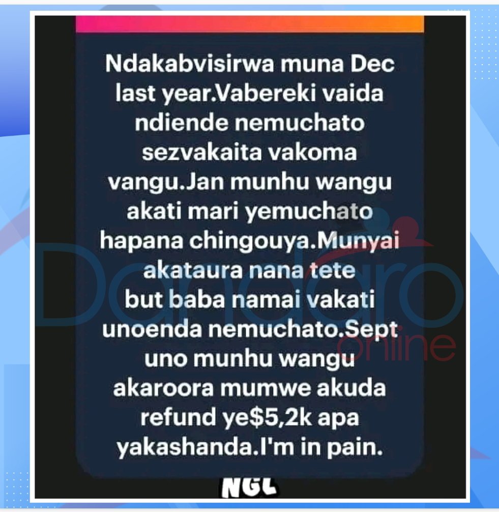 DandaroOnline's tweet photo. #dandaroconfessions Munoti kudii ne vabereki ava...🙌🏾💯✔️
Send your confessions here:
https://t.co/uU6gxI9IYz
Send your Anonymous Messages on WhatsApp:
https://t.co/vKzxI4F0fq
Follow our WhatsApp Channel:
https://t.co/N7thWVcn68 https://t.co/g4GGLfGkSH
