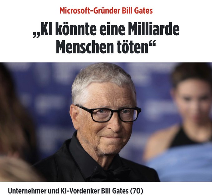 Has_und_Hexe's tweet photo. Microsoft-Gründer und Covid-19 Experte Bill Gates zeigt sich besorgt über starke Konkurrenz durch KI. https://t.co/lpCDqBD49C