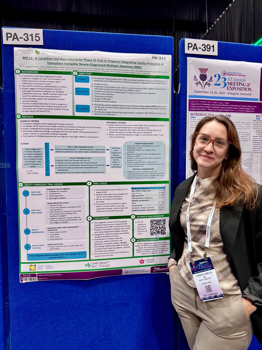 CDNCancerTrials's tweet photo. CCTG poster presentations at #IMS26 in Glasgow, Scotland 🏴󠁧󠁢󠁳󠁣󠁴󠁿 ! Dr. Annette Hay with the TACtful Trial poster and Dr. Florenica Comelles presents the MY13 trials in progress abstract poster (Study Chair Dr. Hira Mian) https://t.co/eu0KMM4avA