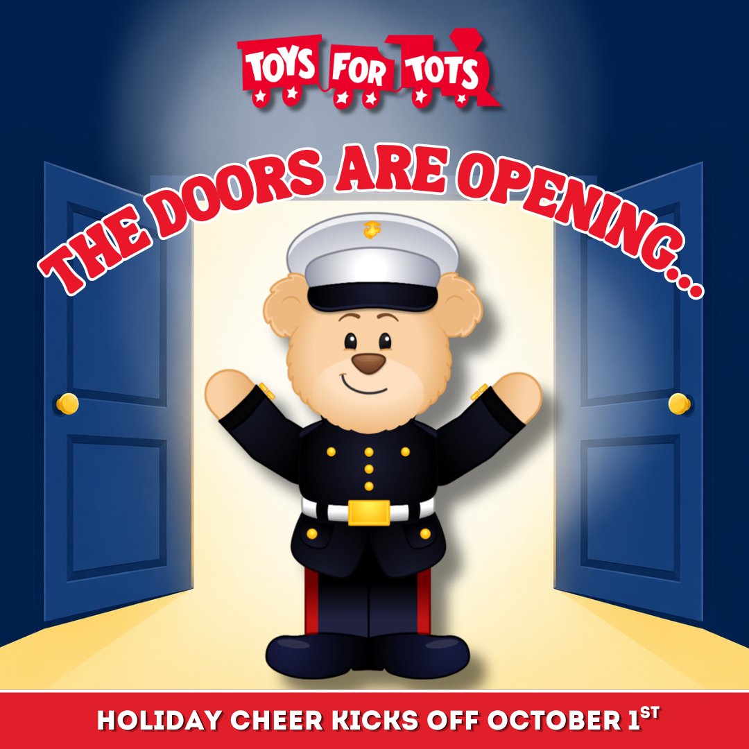 ToysForTots_USA's tweet photo. Hey there, Toys for Tots Family, it’s Gunny Bear here!—Ears up, mission locked in, and ready to roll.  
 
My favorite time of year is almost here! ❤️🐻 

I've got my marching orders, our local Coordinators are standing by, and the warehouses are starting to fill up with the promise of holiday magic—boxes are moving, lists are forming, and the whole operation is coming to life. 

Now all we need is YOU! 

As the 2026 Toys for Tots Holiday Campaign kicks off, we’re ready to turn generosity into joy for children in need across the Nation—Are you with us? 

We move October 1st—See you then!🎁 

Gunny Bear, OUT!