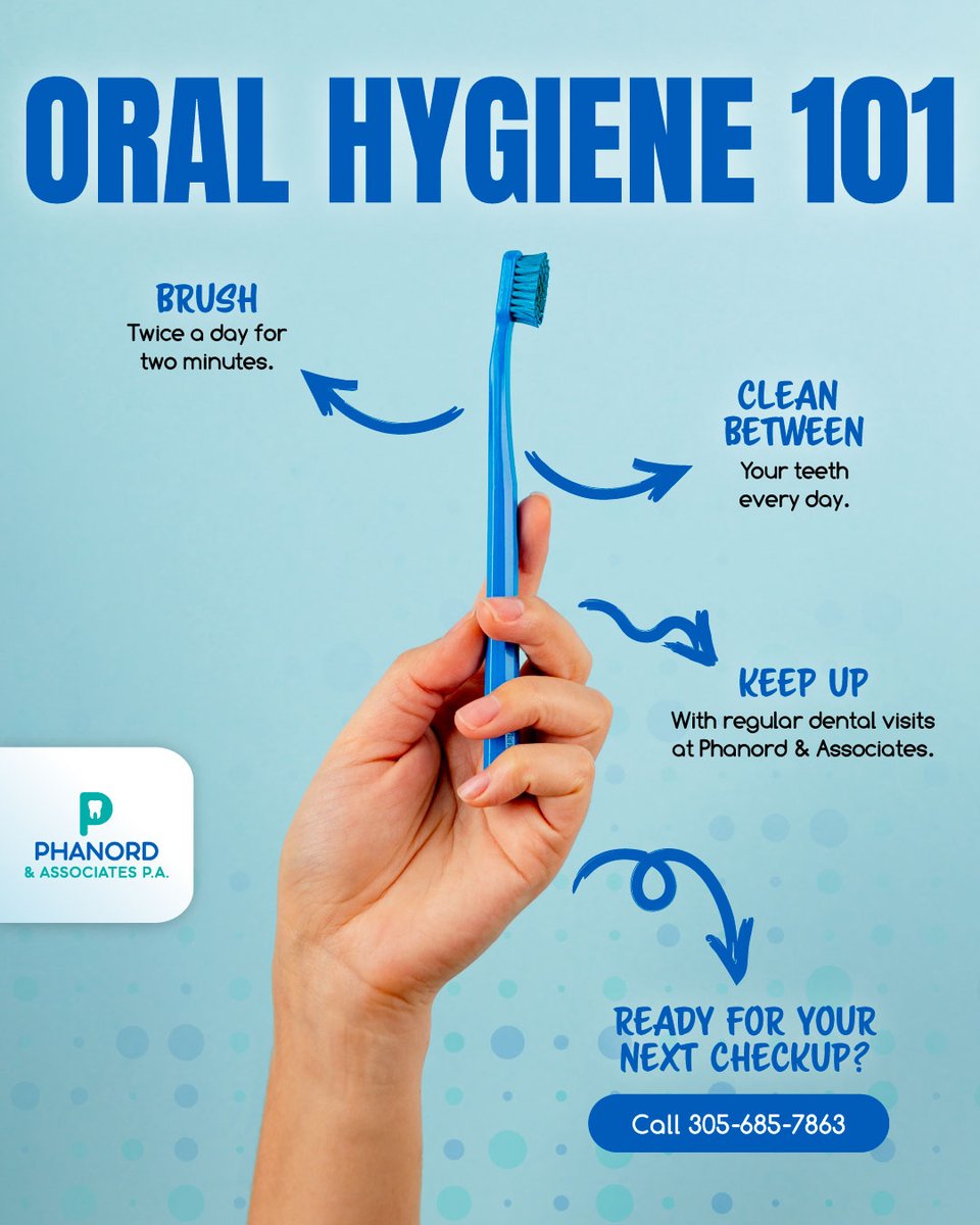 PhanordDental's tweet photo. Brushing twice a day and cleaning between your teeth daily are simple steps toward a healthier smile.
#OralHygiene #BrushAndFloss #PhanordDental https://t.co/s9MdQA4rR0