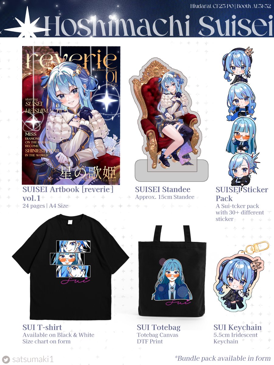 satsumaki1's tweet photo. (1/4)
[🩷&amp;🔁Appreciated!]  Hiudarat Catalogue ♡ 

Booth : Hiudarat &amp; MAMOO (AE31-32)
PO period : 14 Sept - 3 Oct
Fandom : Hololive (Suisei, Ina, AREA15, ReGLOSS)
#cf23catalogue #comifuro23catalogue #CF23 #comifuro23

Link on comment💙 https://t.co/Q2trdjP5KS
