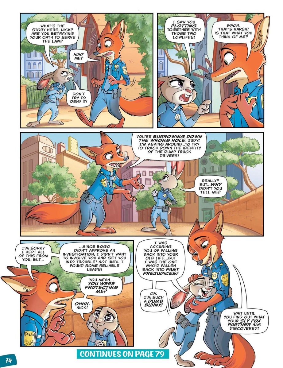 sidneyfmn's tweet photo. Nick is very protective with Judy, in every case they have to resolve. And yes, this from an oficial comic. #wildehopps #zootopia https://t.co/dSDfNWziND