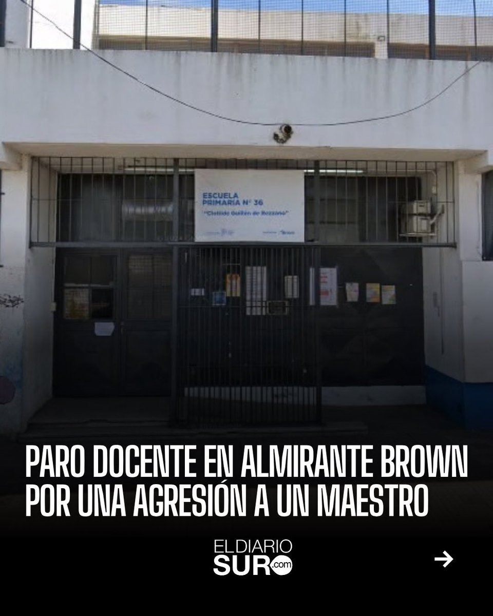eldiariosur's tweet photo. Paro docente en Almirante Brown por una agresión a un maestro

📰 Lee la nota completa en la web de https://t.co/s9tUCUVq5o

#ParoDocente #AlmiranteBrown #Agresión #Maestro #ElDiarioSur https://t.co/VMIYCQZQBL