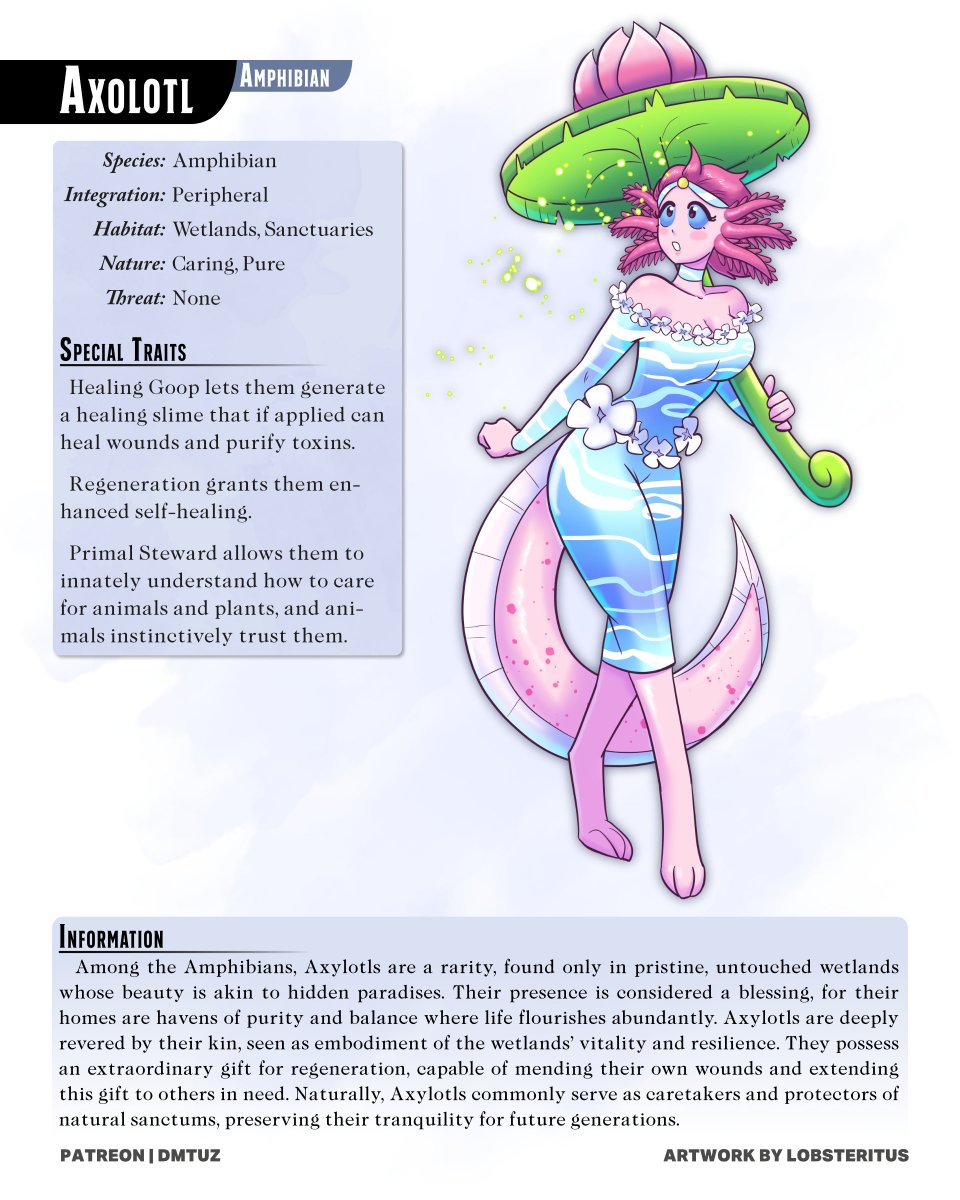 dm_tuz's tweet photo. Welcome to the Monster Girl Catalogue!

Today we meet the Amphibians! They are pretty chill (for the most part).

Follow me or click the link in bio for more content!

#monstergirl #monstergirls #monstergirlencyclopedia #monstermusume https://t.co/i3eRVxKdn8