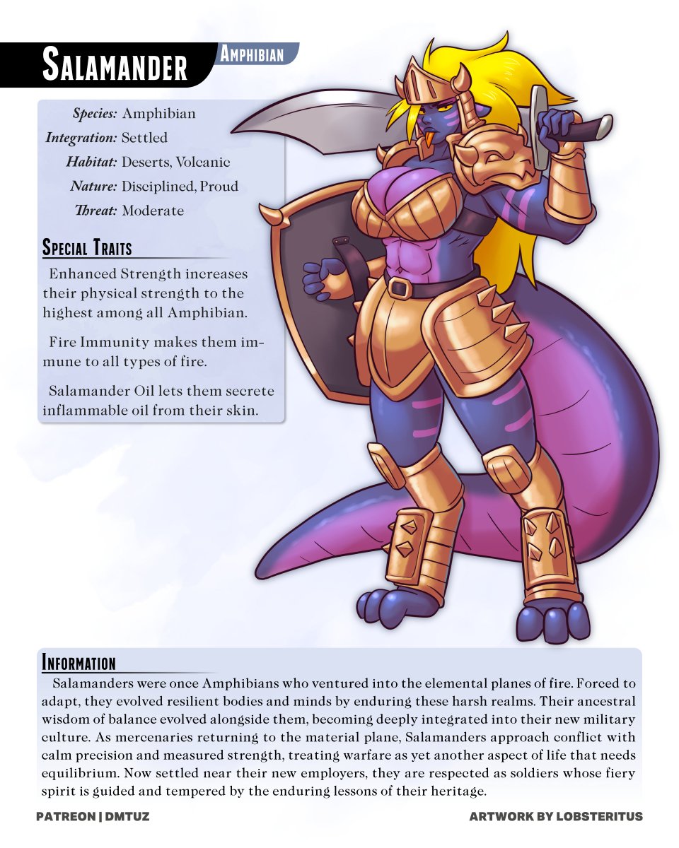 dm_tuz's tweet photo. Welcome to the Monster Girl Catalogue!

Today we meet the Amphibians! They are pretty chill (for the most part).

Follow me or click the link in bio for more content!

#monstergirl #monstergirls #monstergirlencyclopedia #monstermusume https://t.co/i3eRVxKdn8