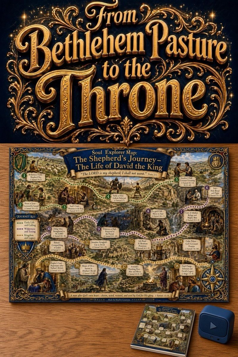MaybeeCreation's tweet photo. From Bethlehem Pasture to the Throne.
Life of David Bible map + guidebook + audio tour. Instant download from The Map Room.
https://t.co/LY4ZQrTvP7
#LifeOfDavid #BibleMap #MaybeeCreations https://t.co/PLLb9XNPNf