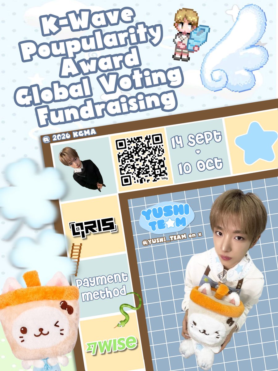 luvvcheeseballz's tweet photo. YUSHI sudah secure #1 di Round 1 K-WAVE POPULARITY 2026 KGMA. Yuk lanjutkan perjuangan sampai akhir &amp; fight together for his first trophy! 🏆

📅 14 Sep – 10 Oct

🔗 https://t.co/lwCbN3fDAK

Sekecil apa pun dukungannya, sangat berarti untuk Yushi 🩵

#유우시 #勇志 #ユウシ https://t.co/QyAYAVQTqi