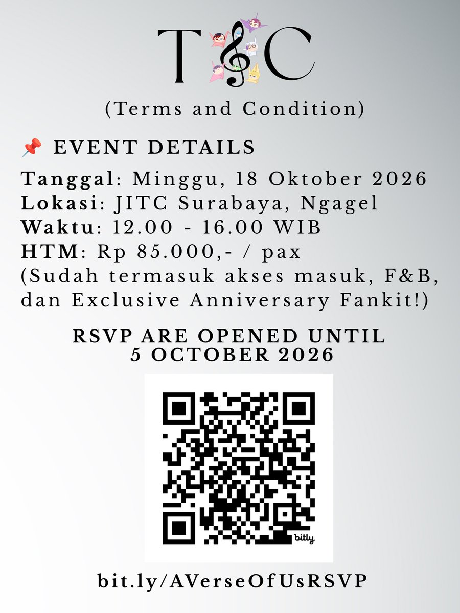 universubay's tweet photo. ใ๐๐ฉ๐๐ก๐ง ๐๐จ๐๐๐ใ
โ๐จ๐๐๐๐๐
๐๐ ๐ฐ๐๐๐
RSVP sudah dibuka! Cek panduan lengkap acara lalu scan QR di bawah atau klik link berikut untuk mengamankan slot kalian.
๐ https://t.co/Z4XI6WRCWI
p.s. form kami tutup tanggal 5 Oktober yaa ๐
#AVerseOfUs #OurFirstVerse https://t.co/8mPZusF7Qm