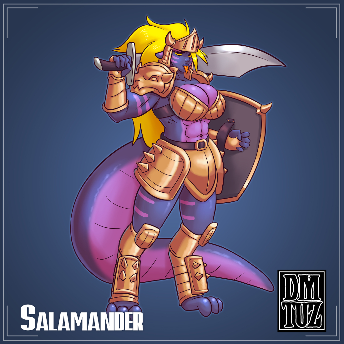 dm_tuz's tweet photo. Salamanders live in tight hierarchies based on their long time spent in the elemental planes, very different from the other Amphibians who commonly regard them as vexingly uptight and intense.

#monstergirl #monstergirls #monstergirlencyclopedia https://t.co/15k31paxJ7