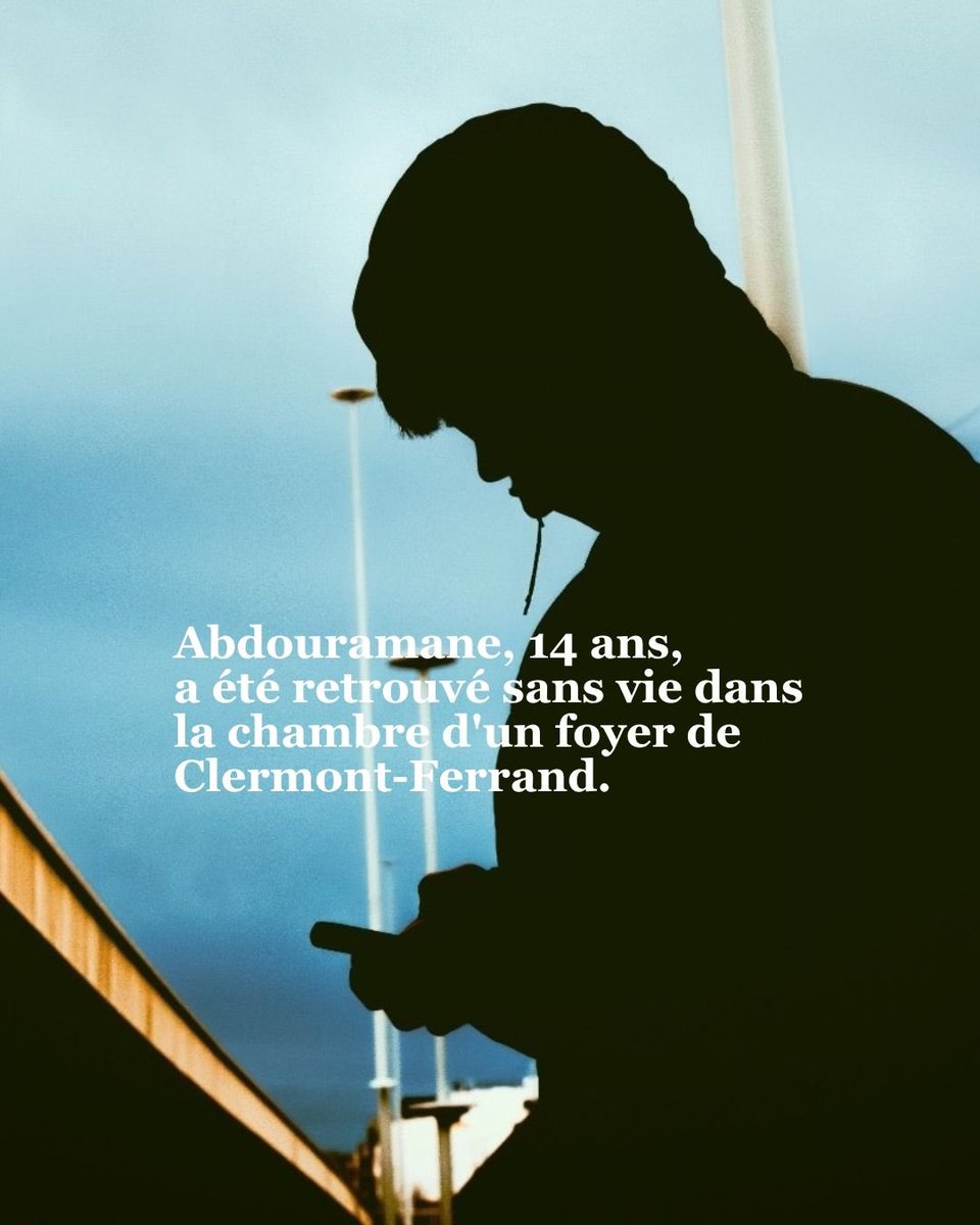 Malik_Kebour's tweet photo. Abdouramane, 14 ans, a été retrouvé sans vie dans la chambre d'un foyer de Clermont-Ferrand. L'adolescent, placé par l'aide sociale à l'enfance (#ASE), était isolé, seul, décrit comme angoissé par des proches. Il se plaignait de ne pas être accompagné, scolarisé, écouté. https://t.co/QiFdepKEmS